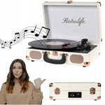 Winylowy gramofon 3-biegowy 33/45/78 obr./min w stylu walizki Bluetooth