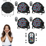 Zestaw 4 reflektorów scenicznych RGB 36 LED U King z pilotami sterowania