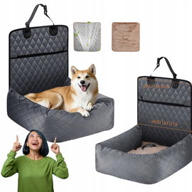 Pokrowiec na siedzenie samochodowe dla psa szary 2 szt. HAPPY HACHI 60x50cm