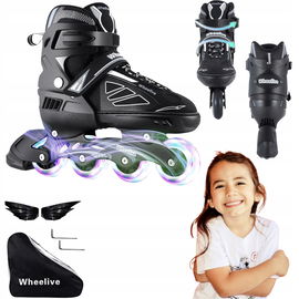 Regulowane rolki z podświetlanymi kołami Wheelive czarne unisex r. 35-38 cm