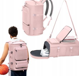 MIYCOO Torba sportowa, podróżna i plecak 3w1 z przegrodą różowy 45L