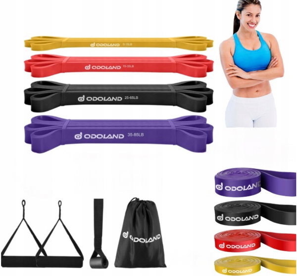 Odoland 4 różne taśmy oporowych idealnych do fitnessu jogi stretchingu