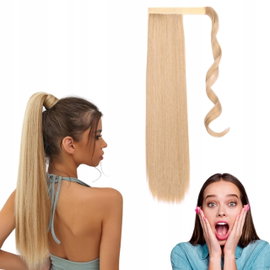 Długie proste przedłużenie końskiego ogona o długości 50 cm ciemny blond