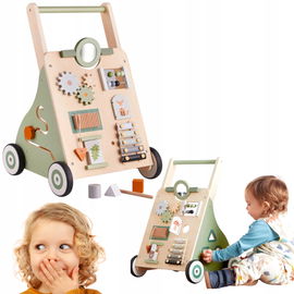 Drewniany chodzik dla niemowląt zabawka wspomagająca wczesny rozwój zielony