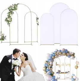 Zestaw łuków ślubnych złotych z pokrowcami białymi 2,2 m, 2,0 m, 1,8 m