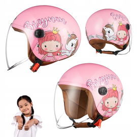 Freeup kask motocyklowy dla dzieci z daszkiem 48 55 cm różowy