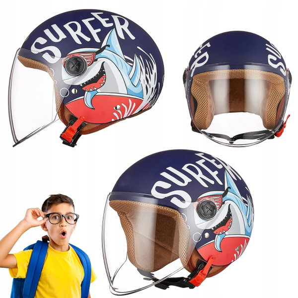Freeup kask motocyklowy dla dzieci z osłoną przeciwsłoneczną 48 55 cm