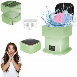 Mini pralka kempingowa z wirówką przenośna ZIELONA składana 13L 2kg SuLiao