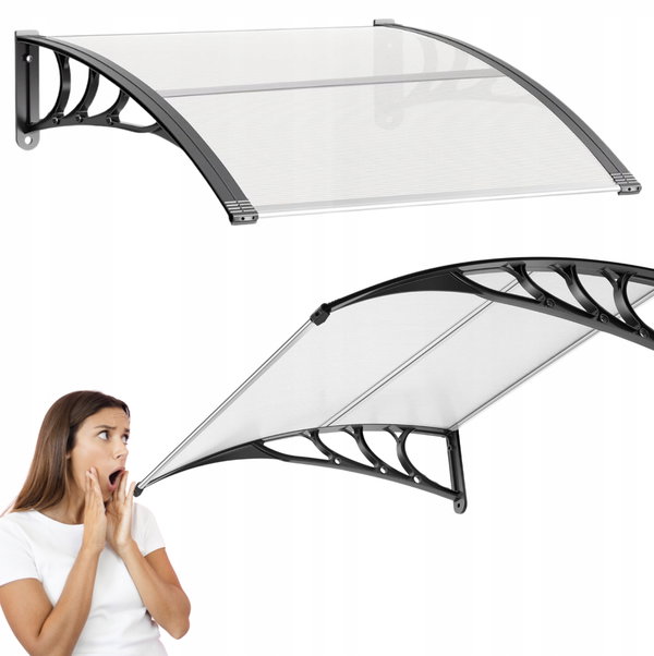Markiza okienna z poliwęglanu VIVOHOME 101x101 cm z czarnym wspornikiem
