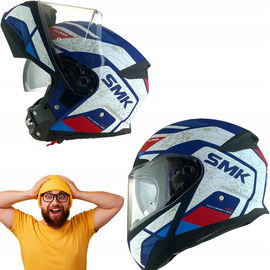 Kask modułowy SMK GULLWING Navigator w kolorze biało-niebiesko-czerwonym L