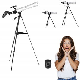 Teleskop z torbą i adapterem apertura 90 mm refraktor 800 mm NACATIN biały