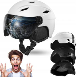 Odoland kask narciarski z wizjerem biały rozmiar M 55-59 cm