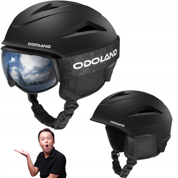 Odoland kask narciarski z goglami narciarskimi rozmiar M 57-59 cm czarny
