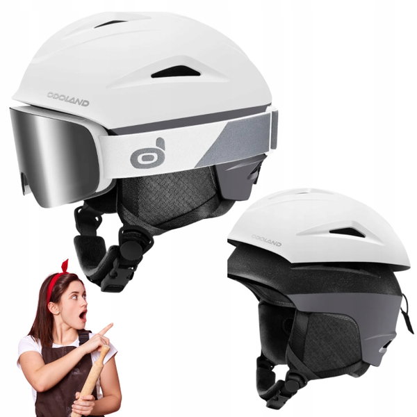Odoland kask narciarski z goglami biało szary rozmiar S 54-56 cm