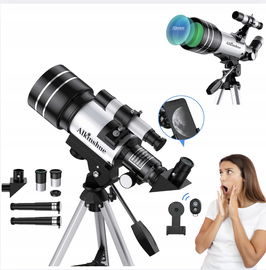 Teleskop dla dzieci z szywką, kompasem i statywem 400mm Alkinshue srebrny