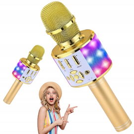 Mikrofon do karaoke koloru biało-złotego złącze Jack 3,5 mm USB BONAOK