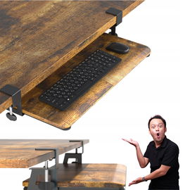 Bontec wysuwana podstawka pod klawiaturę myszkę 650x300 mm zacisk C brązowa