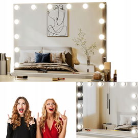 LIANWANG lustro stołowe z 14 diodami LED 3 barwy 50 x 40 cm ekran dotykowy