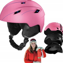 Odoland kask narciarski damski UV 400 rozmiar regulowany 54-56 cm różowy