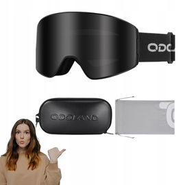 Odoland gogle narciarskie anty-UV400 wiatroszczelne czarne VLT8,8%