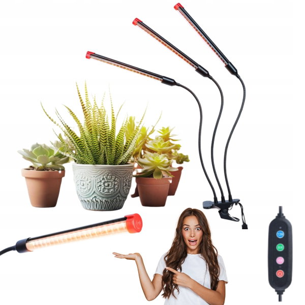Orchbloom Lampa do uprawy roślin Clip Grow Light z timerem 27 W LED
