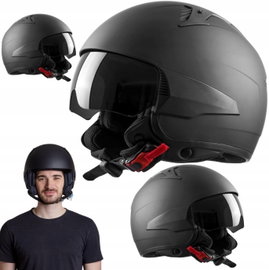 Kask motocyklowy koloru czarnego z certyfikatami i wizjerem Westt Rover