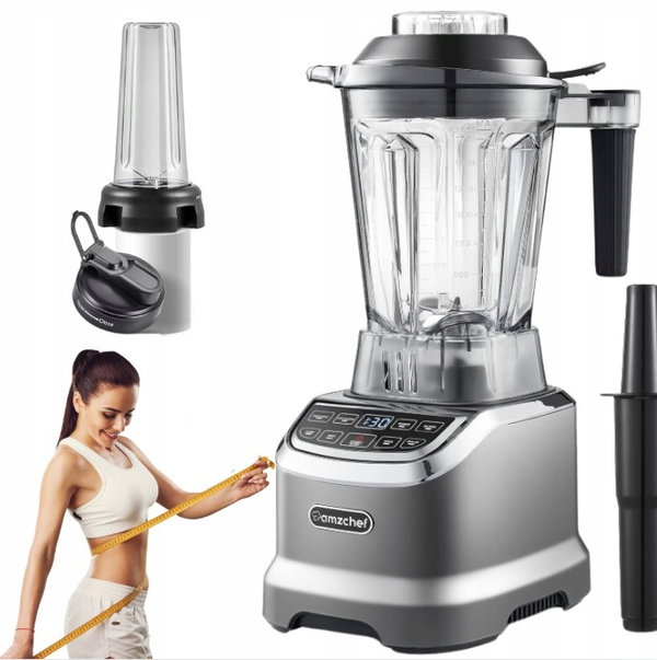 Blender kielichowy koloru szarego pojemność 1,85 litra o mocy 1200W AMZCHEF