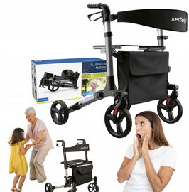 Aluminiowy balkonik na kółkach składany lekki 7,6 kg Weinberger czarny