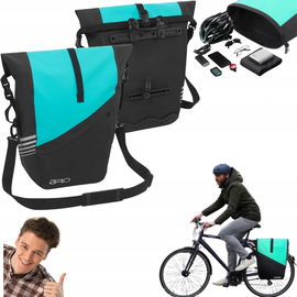 Wodoodporna torba na rower z uchwytem i paskiem na ramię 25-29L miętowa BRO