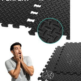 Mata ochronna na podłogę Fitness Set EVA 10 mm grubości 24 sztuki czarne