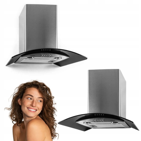 Okap kuchenny ścienny Klarstein GL60WSB 60 cm stal szkło LED 490 m³/h