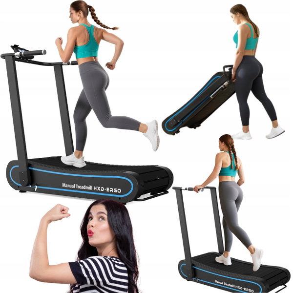 Bieżnia manualna HXD-ERGO zakrzywiona składana do 150kg udźwigu bez silnika
