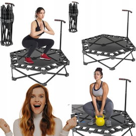 Trampolina fitness składana 106 cm z uchwytem do domu max 275 kg udźwigu