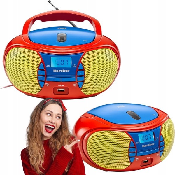 Radioodtwarzacz boombox Karcher RR 5026 CD USB FM MP3 dla dzieci kolorowy
