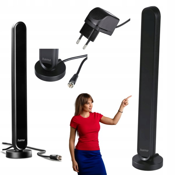 Antena wewnętrzna Hama DAB/DAB+ aktywna 30 dB do radia TV Wytrzymała