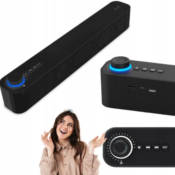 Soundbar komputerowy Atlantis 20W Bluetooth 5.3 FM USB czarny 2400 MHz