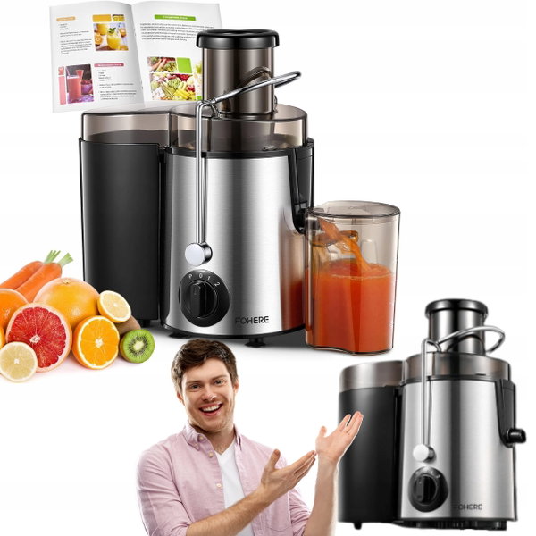 Sokowirówka FOHERE moc 800 W 3 prędkości otwór 65 mm ze stali nierdzewnej