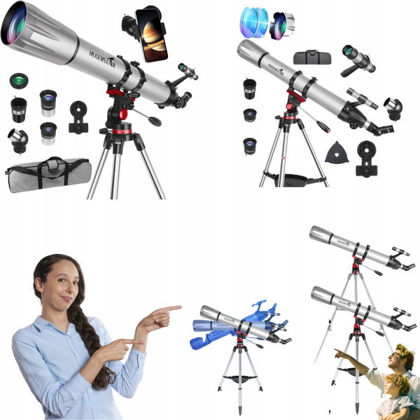 Teleskop Astronomiczny Z Regulowanym Statywem i Adapterem do Telefonu