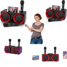 Maszyna karaoke RUBEHOOW SDRD-307 Bluetooth 2 mikrofony Wytrzymała Solidna