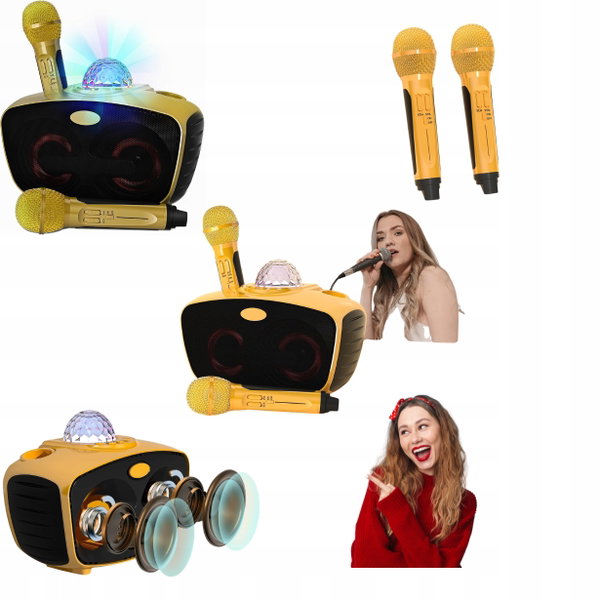 Maszyna karaoke Bluetooth RUBEHOOW SDRD-315 2 mikrofony LED Wytrzymała