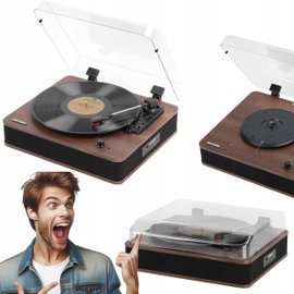 Gramofon Bluetooth z głośnikami Retrospiler FM USB MP3 nagrywanie winyli