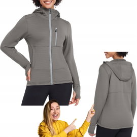 Kurtka polarowa bluza damska Little Donkey Andy L z kapturem szara outdoor