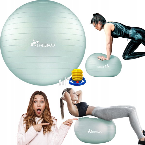 Piłka Gimnastyczna TRESKO Fitness Anti-Burst z Pompką - Nośność do 300 kg