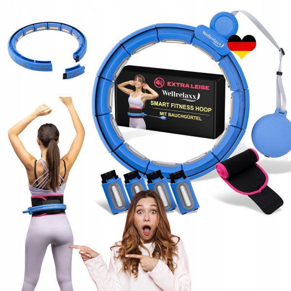 Hula hop regulowane WELLRELAXX kulka obciążającą pas ochronny niebieskie