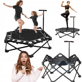 Trampolina fitness 106 cm składana z regulowanym uchwytem do 100 kg udźwigu