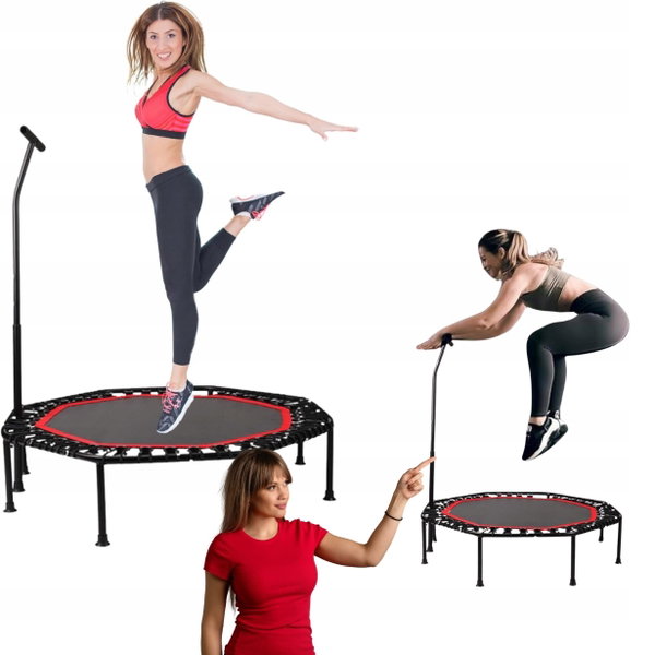 Trampolina fitness 90 cm składana z regulowanym uchwytem i cichą pracą