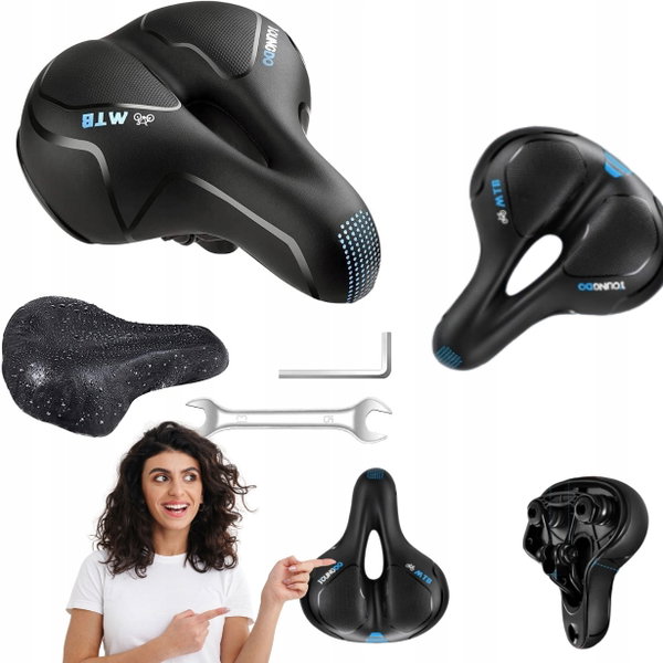 Siodełko rowerowe YOUNGDO żelowe ergonomiczne szerokie do roweru MTB czarne
