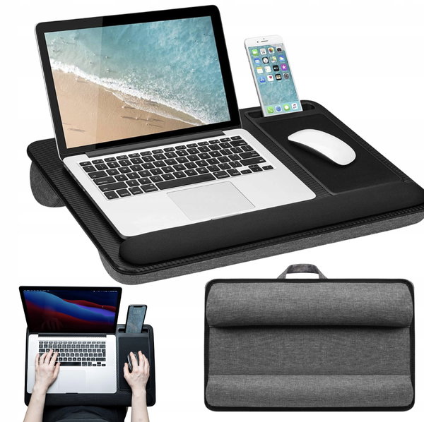 SEFFO Stolik pod Laptopa Przenośny z Poduszką Podkładka pod Mysz do 15,6"