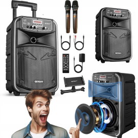 Głośnik karaoke GEYGUY GTSK8-2 Bluetooth 2 mikrofony akumulator 8" czarny