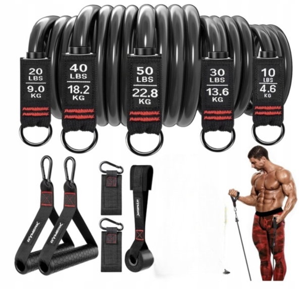 Taśmy oporowe zestaw czarne 4 szt. rózne poziomy ekspander fitness GYMERK